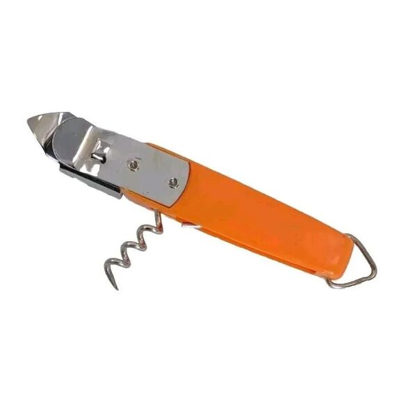 Vintage Ekco Bottle Opener Retractable Corkscrew Wine Opener- Orange Made in USA - Picture 1 of 12